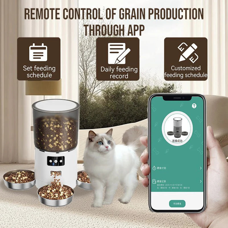 HEYBO Smart Automatic Cat Feeder with App Control and Triple Bowl System